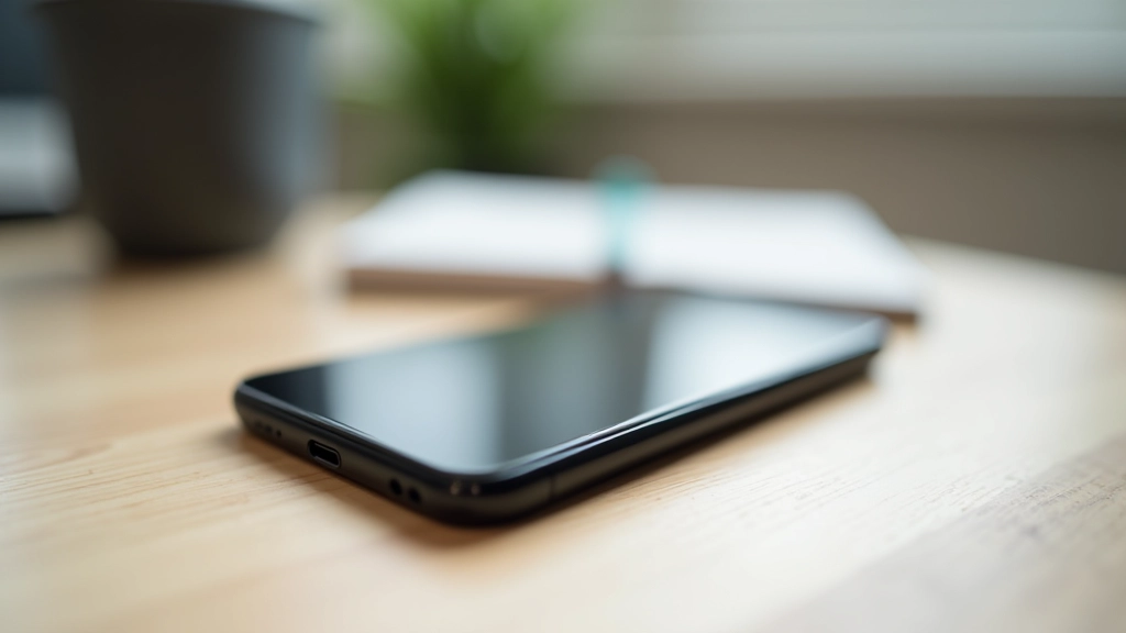 Mobilní telefon obličejem dolů na stole, bez aktivních notifikací, strategie minimalizace rozptylů